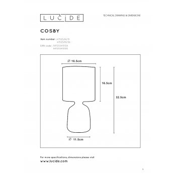 COSBY Tafellamp E14 H32.5cm Gr - obrázek