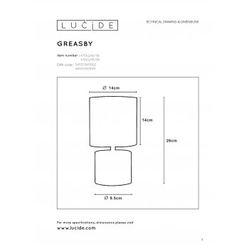 GREASBY Tafellamp E14 H26cm Be - obrázek