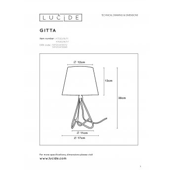 GITTA Tafellamp E14 H30cm Rood - obrázek