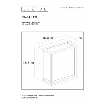 SINGA Wandlicht LED 9.6W IP54 - obrázek