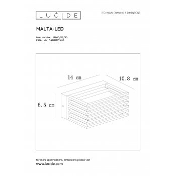 MALTA Wandlicht LED 5.4W 3000K - obrázek