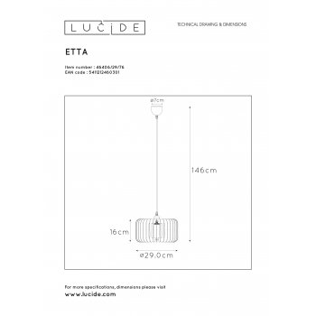 ETTA Pendant E27 ?29cm H16cm Wood - obrázek