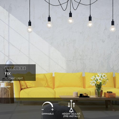 FIX MULTIPLE Pendant 5xE27/60W Black - obrázek