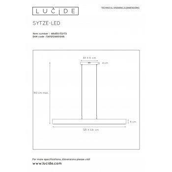 SYTZE Pendant LED 4x8W L125cm 2560LM Wood - obrázek