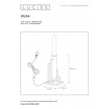 ZILDA Table Lamp E27/40W L12 W12 H25cm Black - obrázek