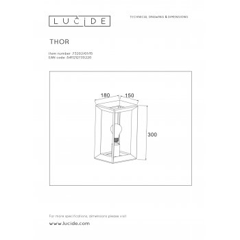 THOR Wall Light E27 L18 W51 H30cm Iron Grey - obrázek