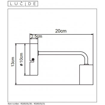 SCOTT Wall Light E27 L20  H12cm White - obrázek