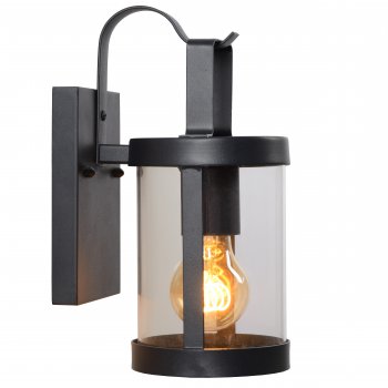 LINDELO Wall Light IP23 E27 H28cm Black - obrázek