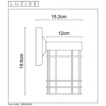 KEPPEL Wall Light IP23 E27 H19cm Black - obrázek