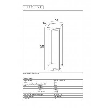 TENSO SOLAR Post Outdoor H50cm IP54 Aluminium - obrázek