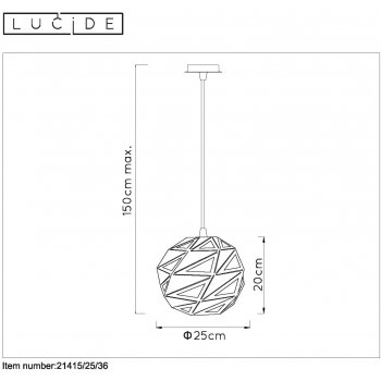 MALUNGA Pendant E27 Ă25cm Grey - obrázek