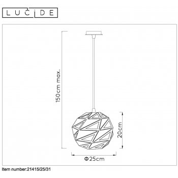 MALUNGA Pendant E27 Ă25cm White - obrázek