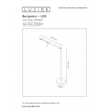 BERGAMO-LED Floor Lamp 6W 3000K 600LM Black - obrázek