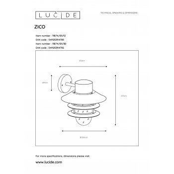 ZICO Wall light  IP44 - 1x E27 - Satin Chrome - obrázek