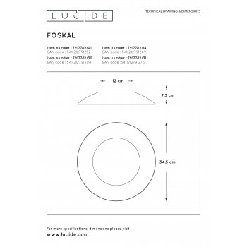 FOSKAL Ceiling Light LED 12W Ă34.5cm Black - obrázek