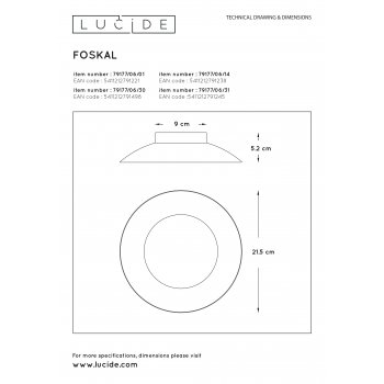 FOSKAL Ceiling Light LED 6W Ă21.5cm Black - obrázek