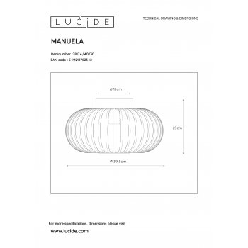 MANUELA Ceiling Light 1xE27 Ă40cm Black - obrázek