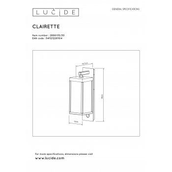 CLAIRETTE Wall Light LED 15W IP54 Black - obrázek