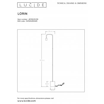 LORIN Floorlamp E27 14/28/160cm Zwart - obrázek