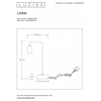 LORIN Table lamp E27 10/19.3/35cm Black - obrázek