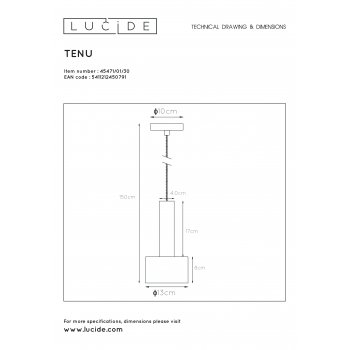 TEUN Pendant E27/40W Black - obrázek