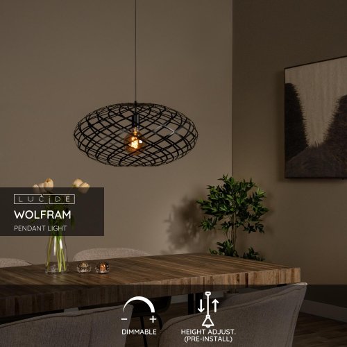 WOLFRAM Pendant  E27 Ă 65cm Black - obrázek
