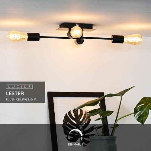 LESTER Ceiling light 52/38/9 cm E27/60W Black - obrázek