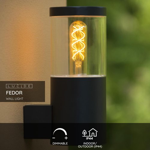 FEDOR Wall Light E27/40W H23cm Black - obrázek