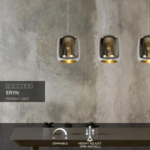 ERYN Pendant 3x E27 88/20/145cm cm  Chrome - obrázek