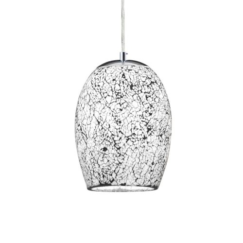 8069WH CRACKLE závěsné svítidlo kov mat chrom a bílé mozaikové sklo 1x - obrázek