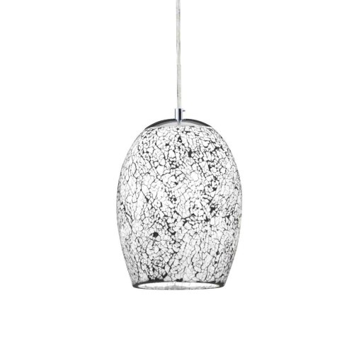 8069WH CRACKLE závěsné svítidlo kov mat chrom a bílé mozaikové sklo 1x