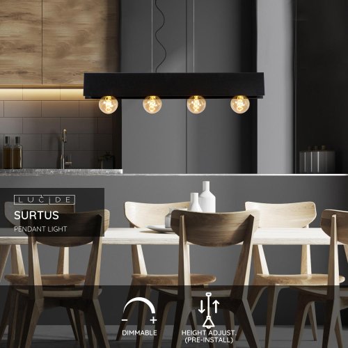 SURTUS Pendant 4xE27/60W Black - obrázek