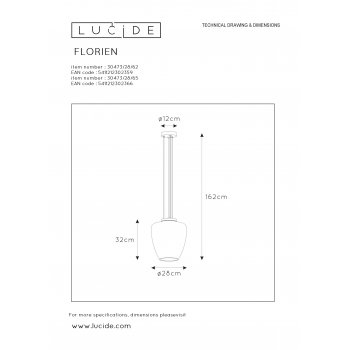 FLORIEN Pendant E27 60W Smoke - obrázek