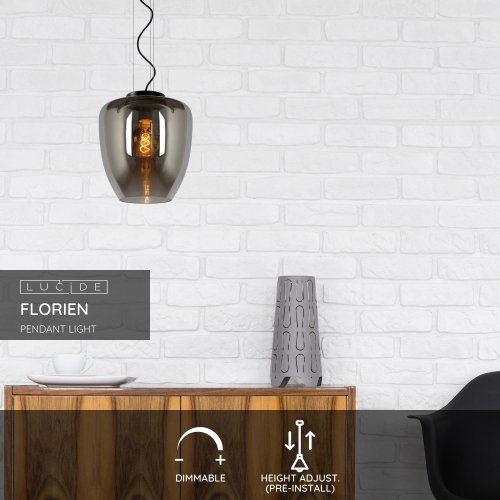 FLORIEN Pendant E27 60W Smoke - obrázek