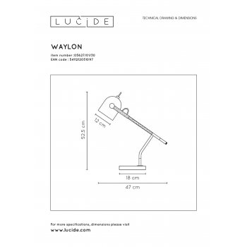 WAYLON Desk Lamp E27/40W H50 Black - obrázek