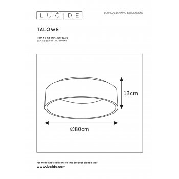 TALOWE - StropnĂ© osvetlenie - Ă 80 cm - LED Dim. - 1x80W 3000K - ÄŤi - obrázek