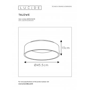 TALOWE - StropnĂ© svietidlo - Ă 45 cm - LED Dim. - 1x30W 3000K - ÄŤie - obrázek