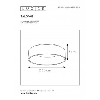 TALOWE - StropnĂ© osvetlenie - Ă 30 cm - LED Dim. - 1x20W 3000K - bie - obrázek