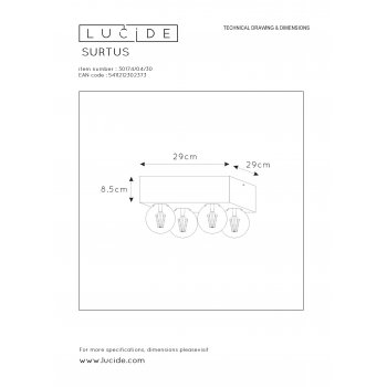 SURTUS Ceiling Light 4xE27/60W Black - obrázek