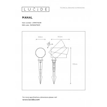 MANAL Garden Spot Light ground spike LED 12W Anth - obrázek