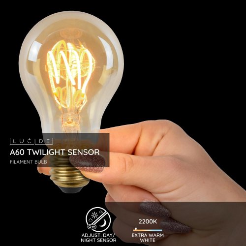 LED BULB TWLIGHTSWITCH SENSOR A60 E27/4W Amber - obrázek