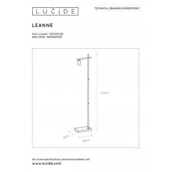 LEANNE Floor Lamp E27/40W Black - obrázek