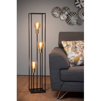 RUBEN Floorlamp 3x E27 40W Black/Satin Brass - obrázek