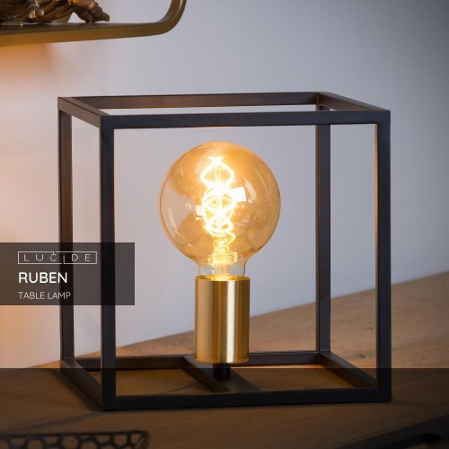 RUBEN  Table lamp 1x E27 40W Black/Satin Brass - obrázek