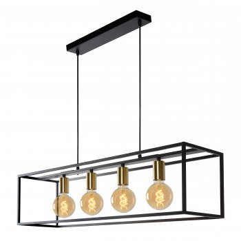 RUBEN  Pendant 4x E27 40W Black/Satin Brass - obrázek