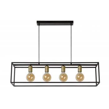 RUBEN  Pendant 4x E27 40W Black/Satin Brass - obrázek