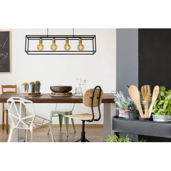 RUBEN  Pendant 4x E27 40W Black/Satin Brass - obrázek