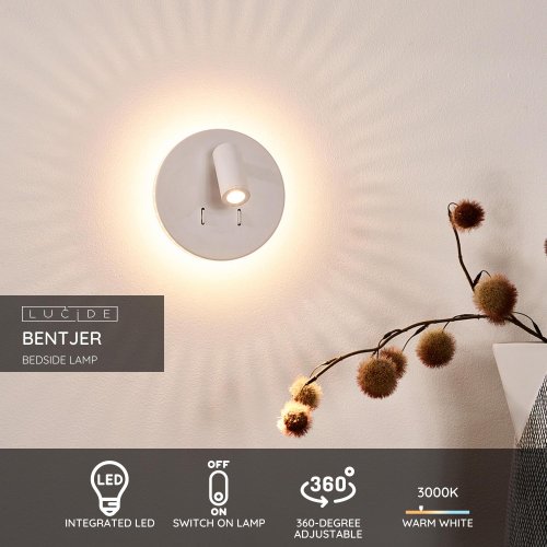 BENTJER - NĂˇstennĂ© svietidlo - Ă 14 cm - LED - 1x6W 3000K - Biele - obrázek