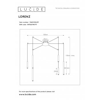 LORENZ Pendant  LED  6x4W Satin Copper - obrázek