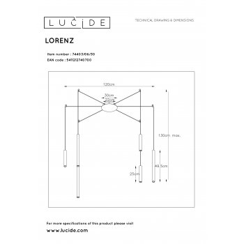 LORENZ Pendant  LED  6x4W Black Matte - obrázek